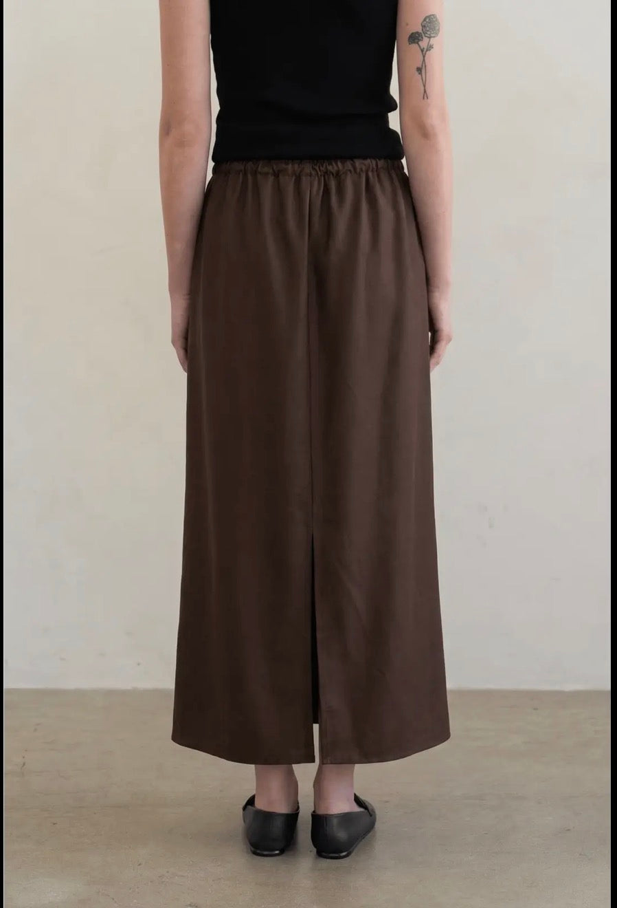 Brown Satin Drawstring Skirt