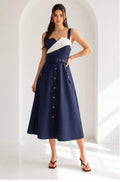 Navy Belted Marino Dress
