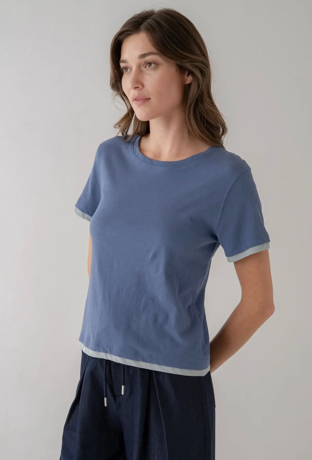 Contrast Layered Hem T-Shirt