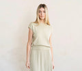 Light Khaki Knit Cap Sleeve Top