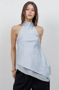 Asymmetrical Satin Blouse With Open Back
