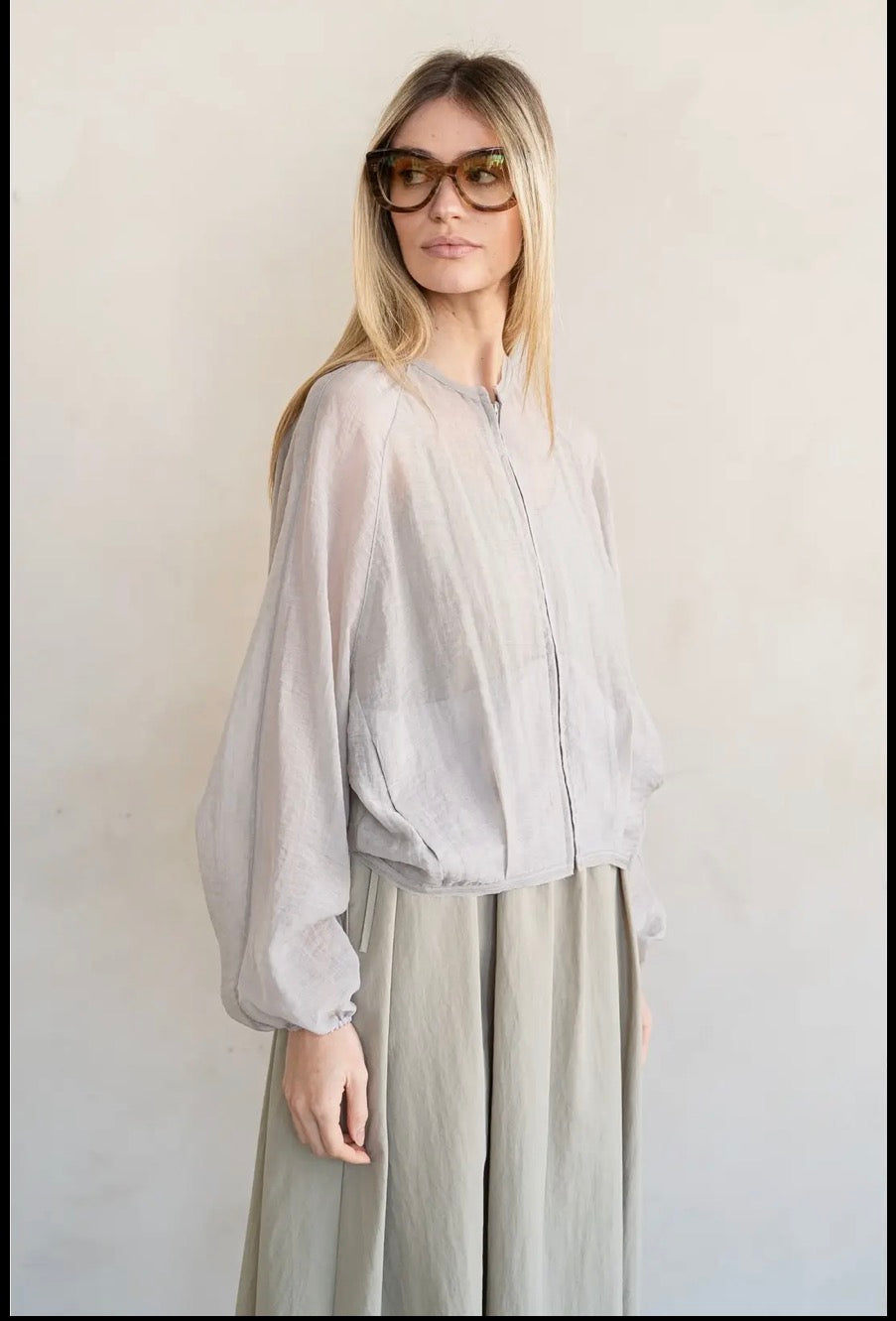 Sheer Zip Up Lightweight Jacket