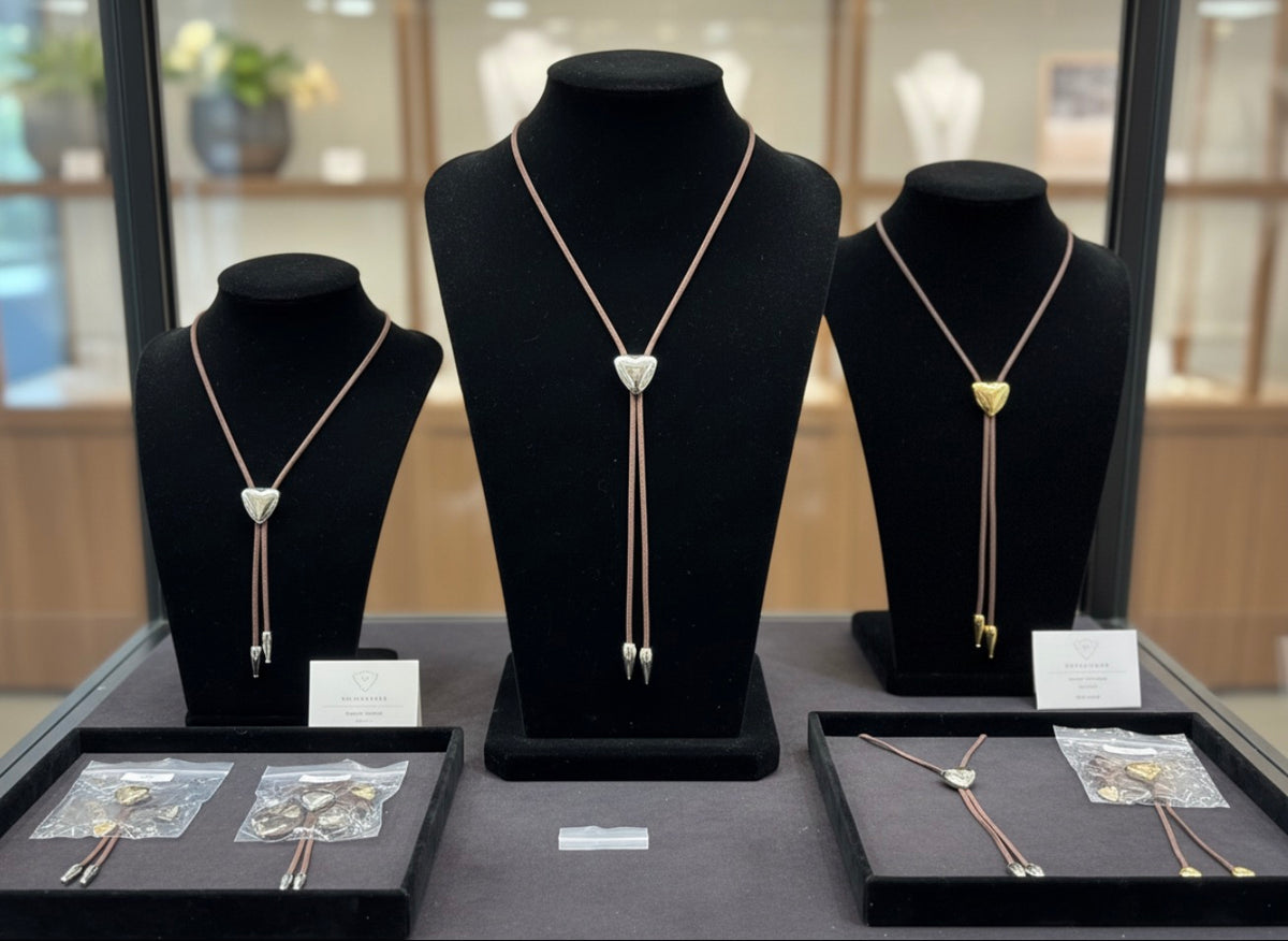 Brown Lariat Necklace With Silver Or Gold Accents