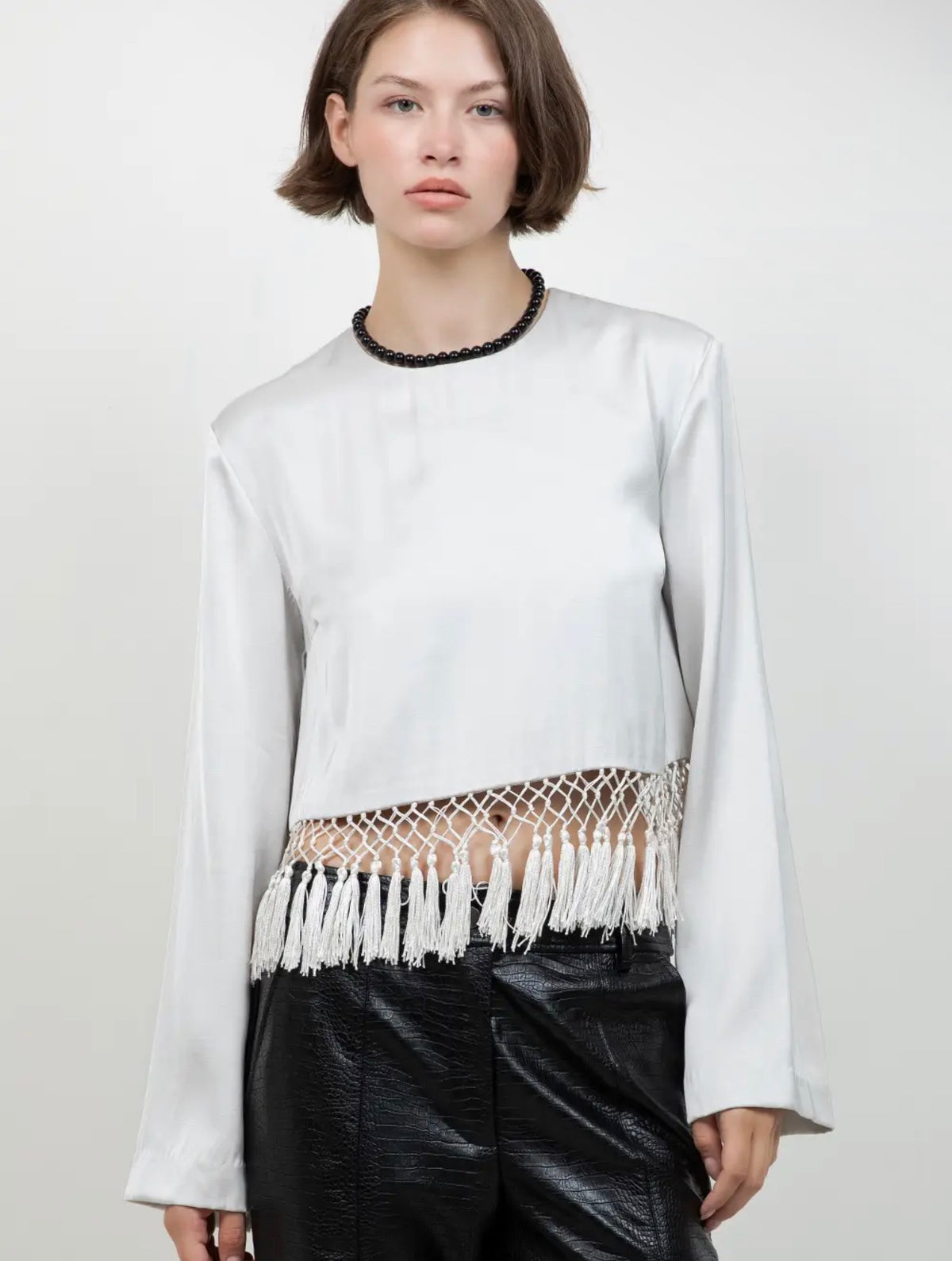 Light Grey Tassel Top