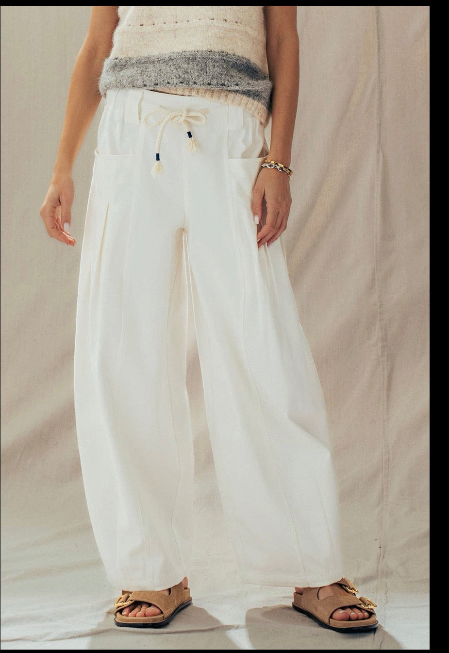 White Denim Barrel Jeans