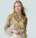 Sheer Floral V-Neck Blouse