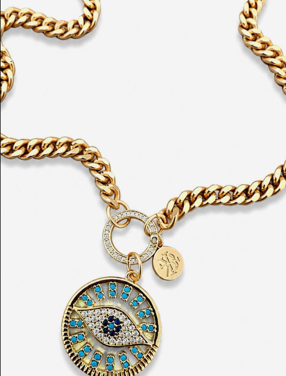 Gold Carabiner Charm Necklace 16”