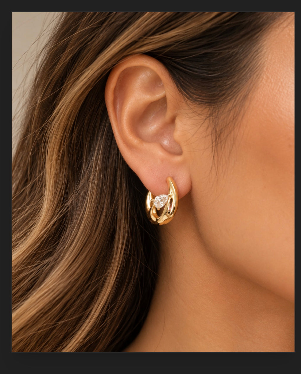 Cz Diamond And 18k Filled Statement Earrings