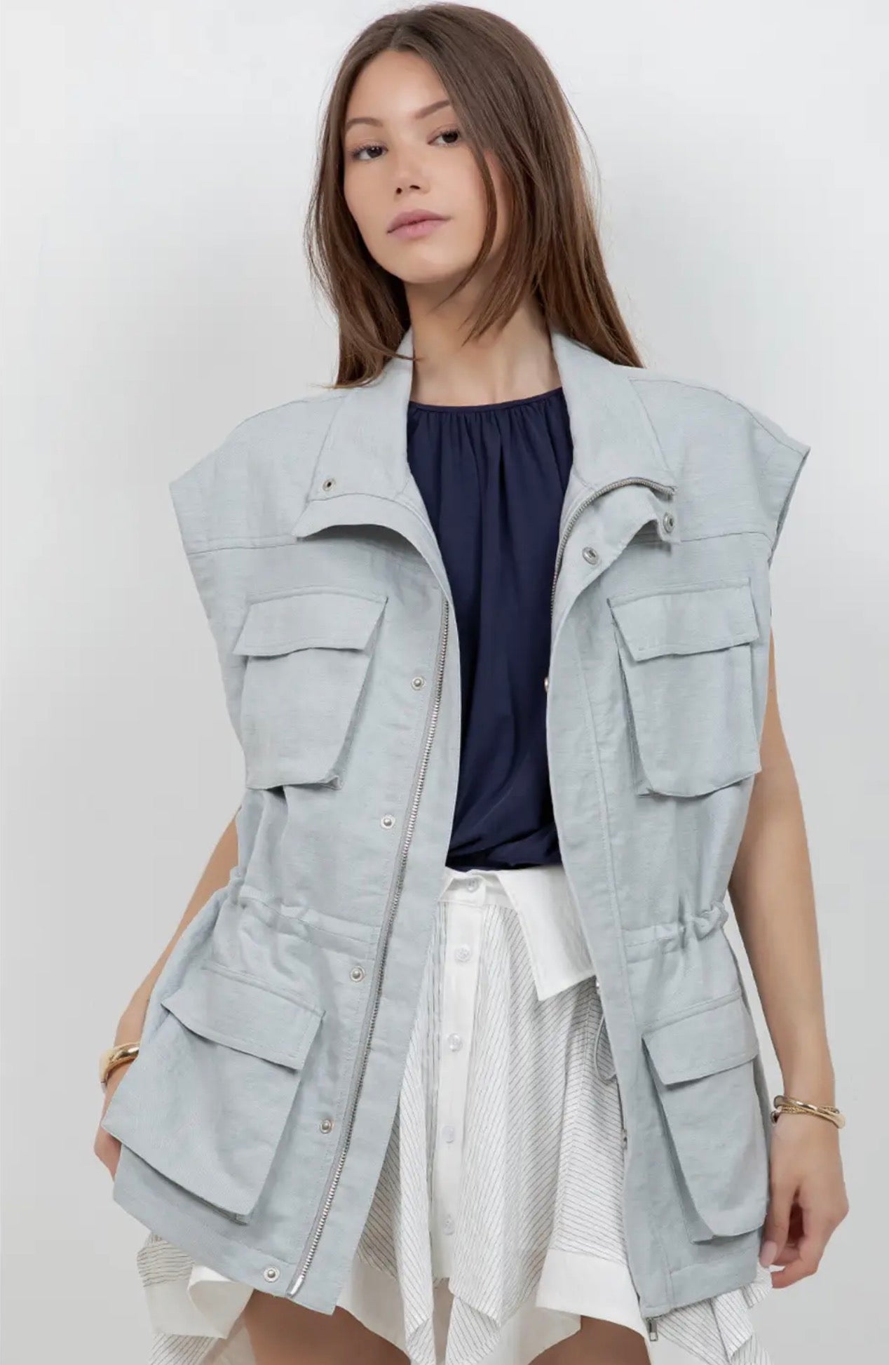 Sleeveless Cargo Vest Jacket