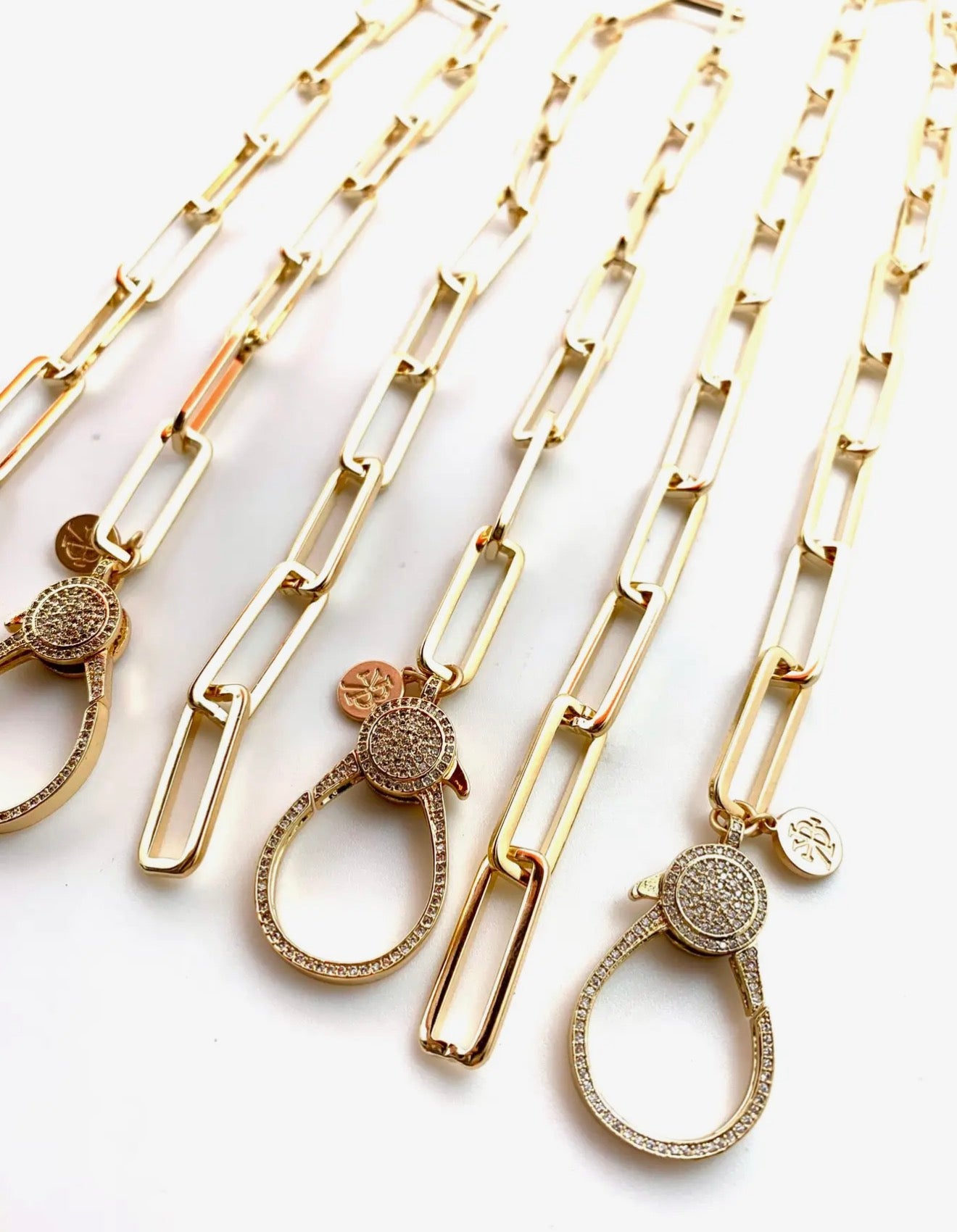 Large Paper Clip Pave Clip 16” Necklace