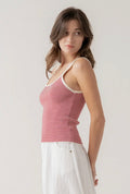 Red Striped Knit Tank Top