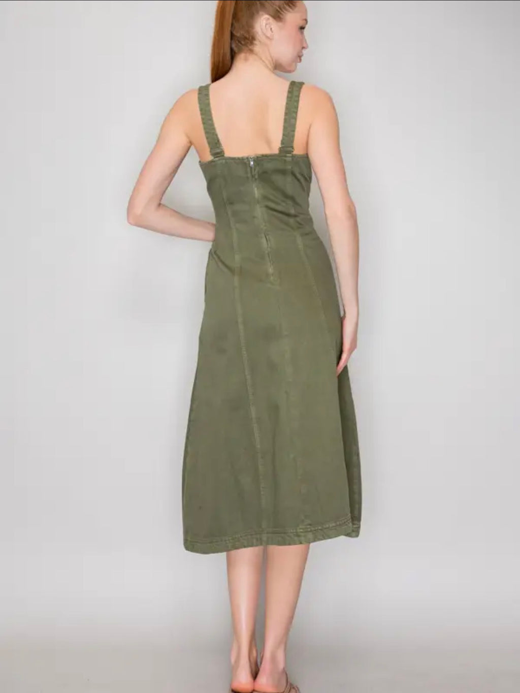 Olive Seamed Maxi Dress