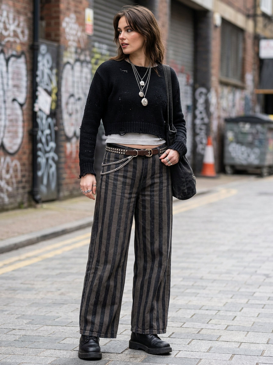 Suede Like Studded Multi Layer Thin Brown Belt