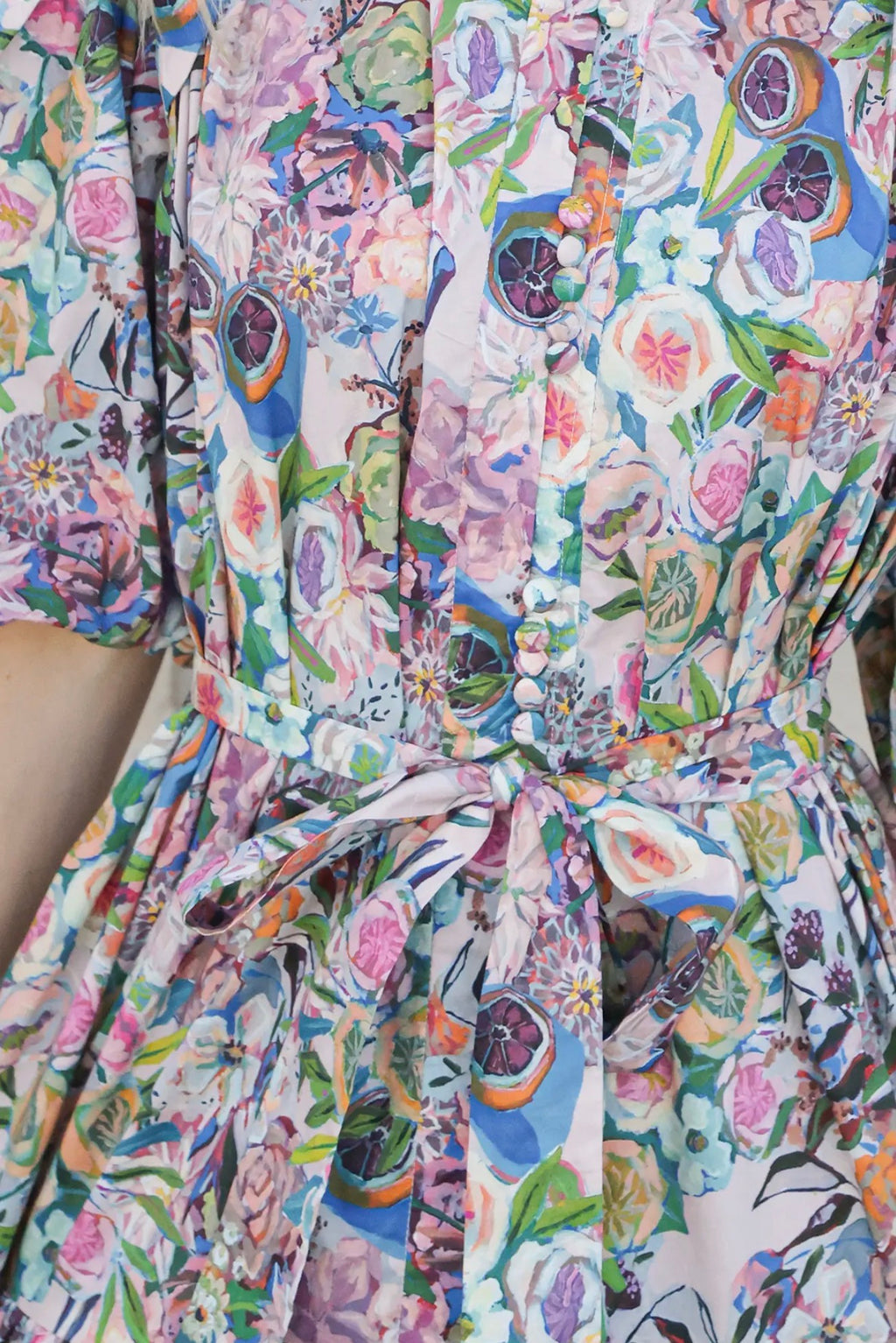 Multicolor Floral Printed Puff Sleeve Dress
