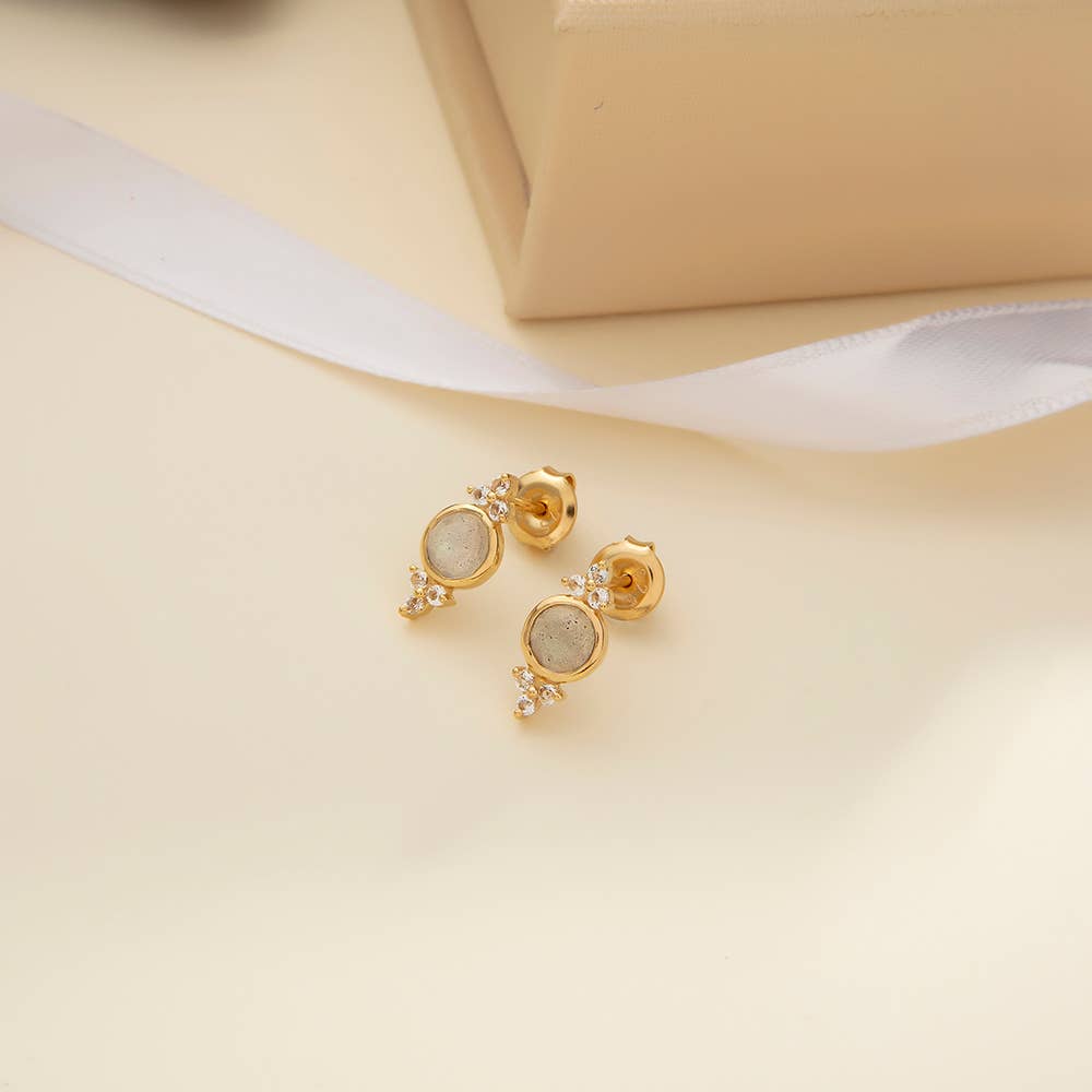 Labradorite stud earrings with sparkling topaz accents
