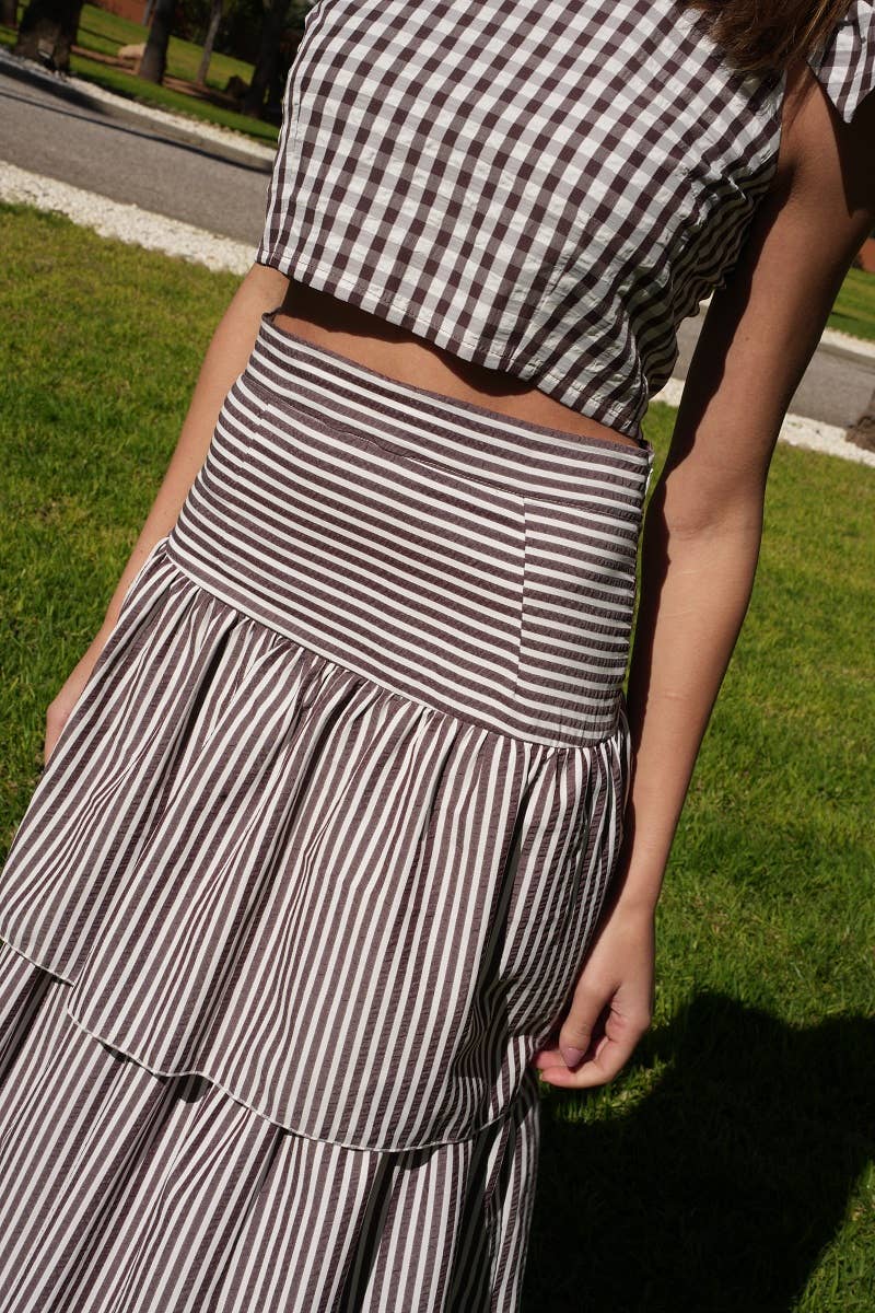 Women's Brown Striped Góndola Skirt