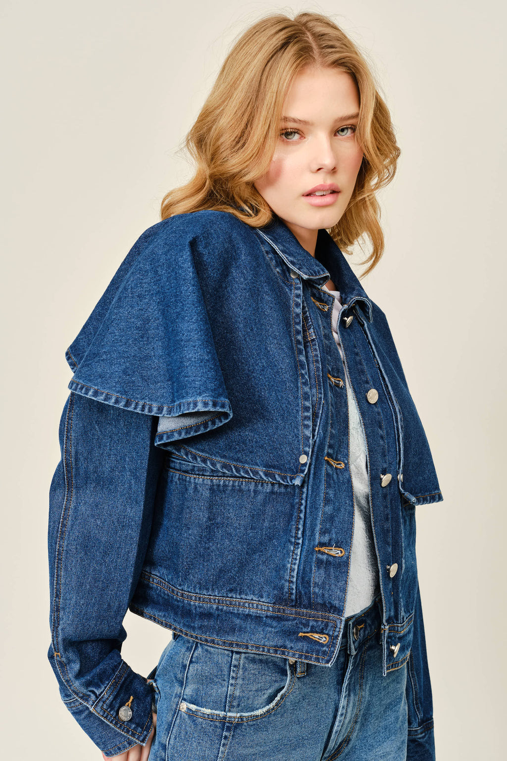 Removable Cape Denim Jacket