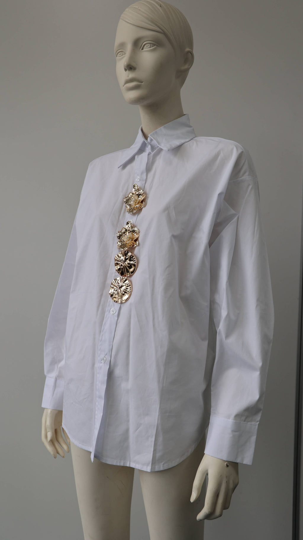 Embellished Button-Down Shirt: One Size