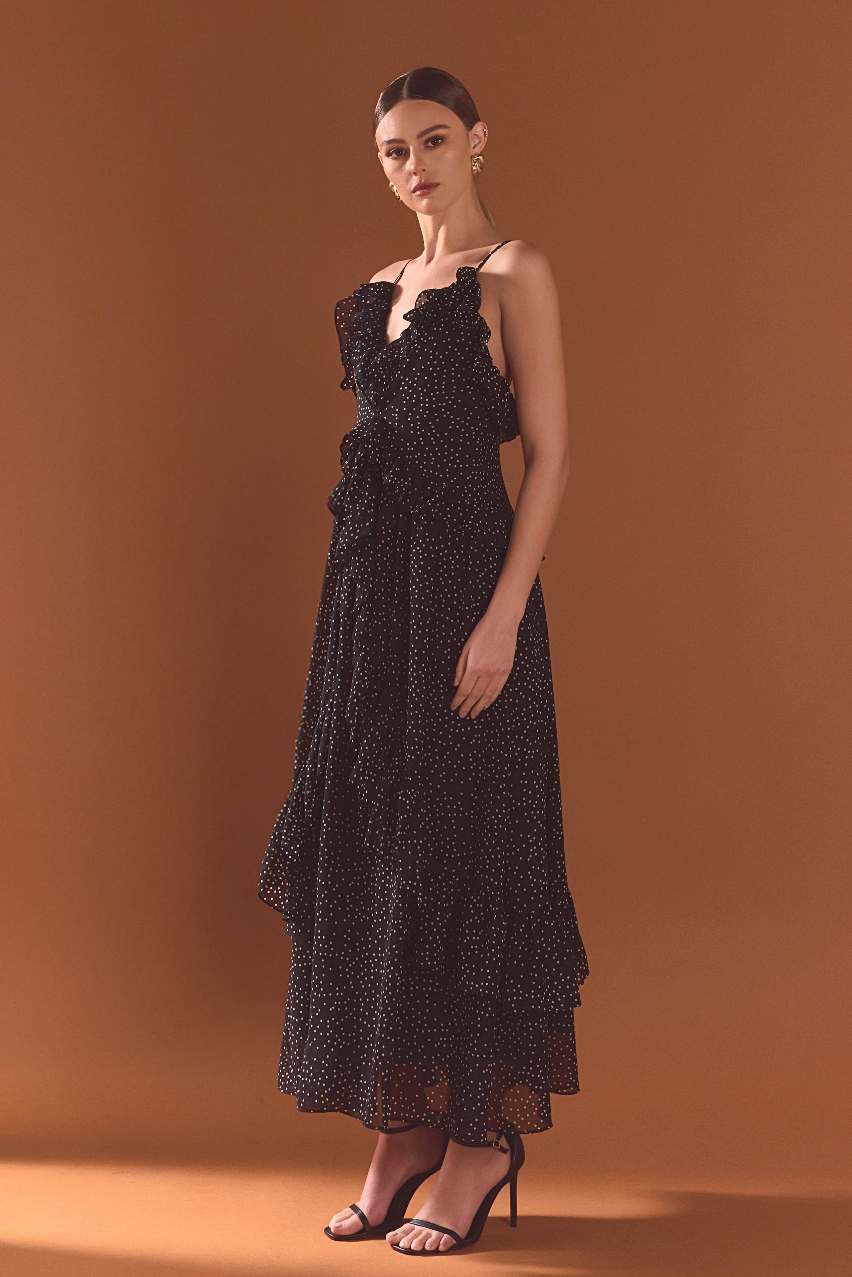 Black Polka Dot Ruffle Dress