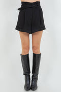 SOFT WOVEN SHORTS WITH SELF ADJUSTABLE BELT