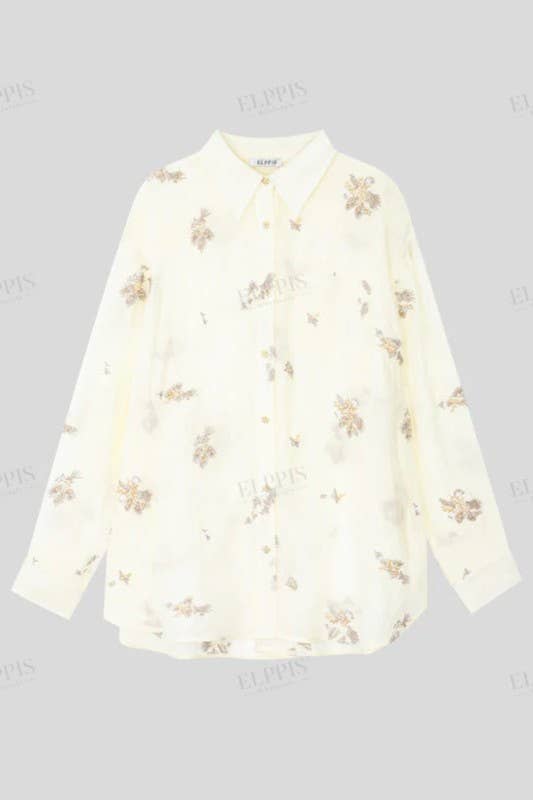 Beaded Floral Sheer Set