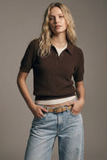 Textured Short Sleeve Knit Polo