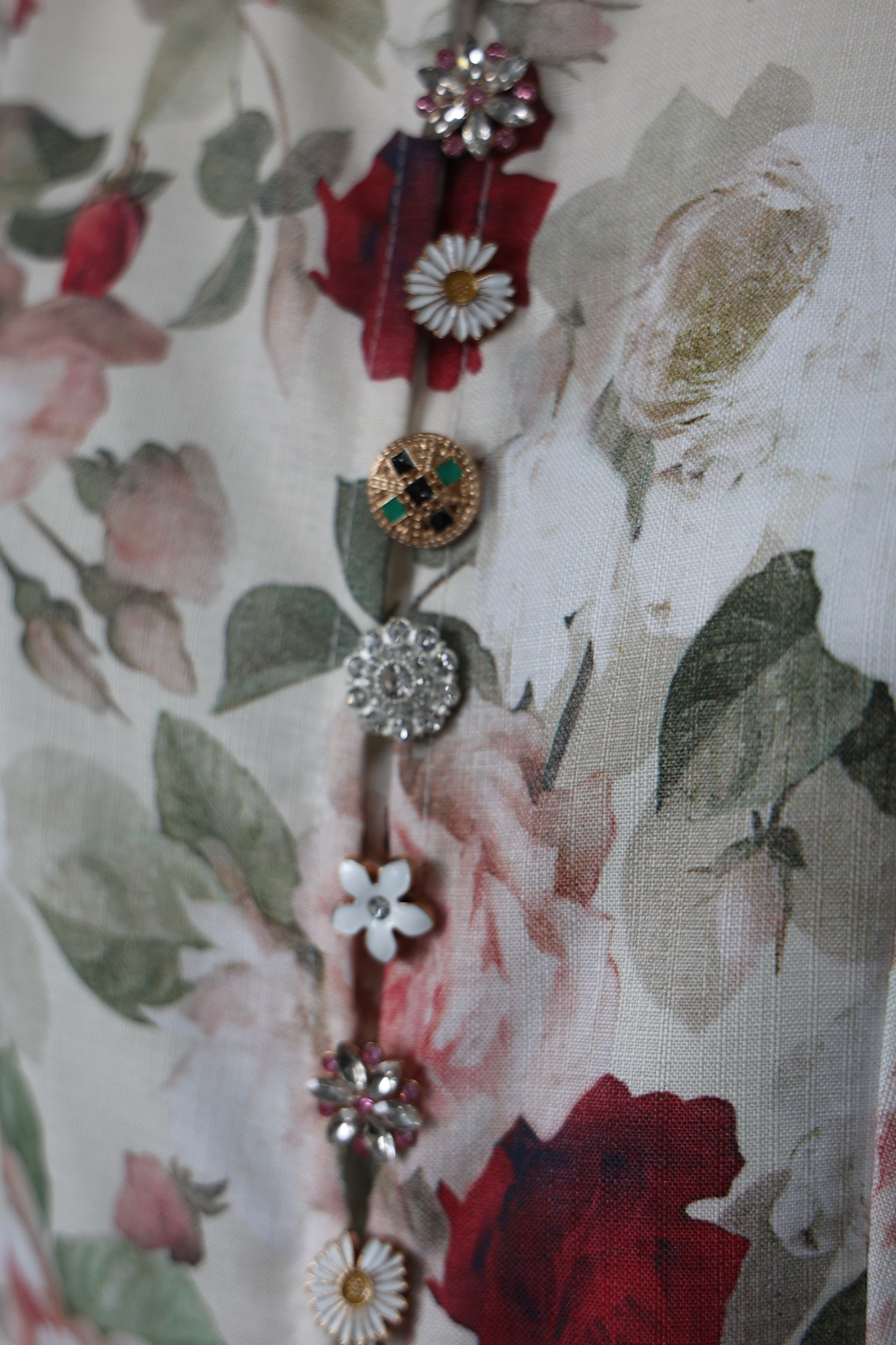 Floral Button-Front Belted Dress