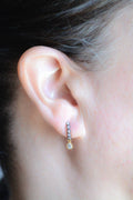 2-tone cubic zirconia studs with teardrop dangle