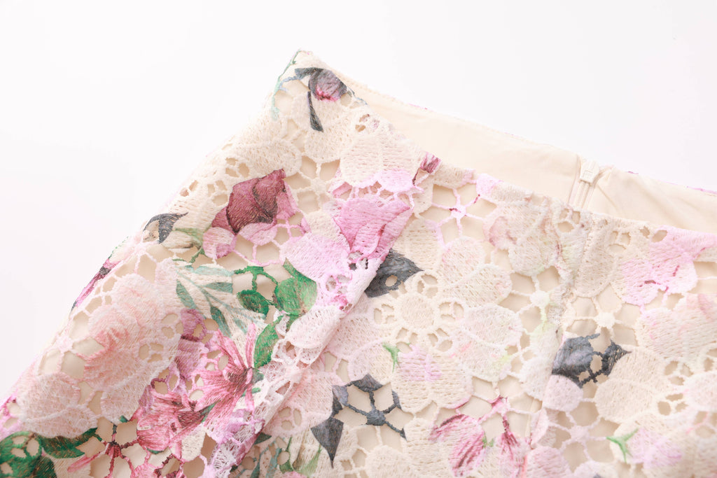 Lace Embroidered Wide Leg