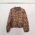 Oversize Leopard Silk Print Bomber Jacket
