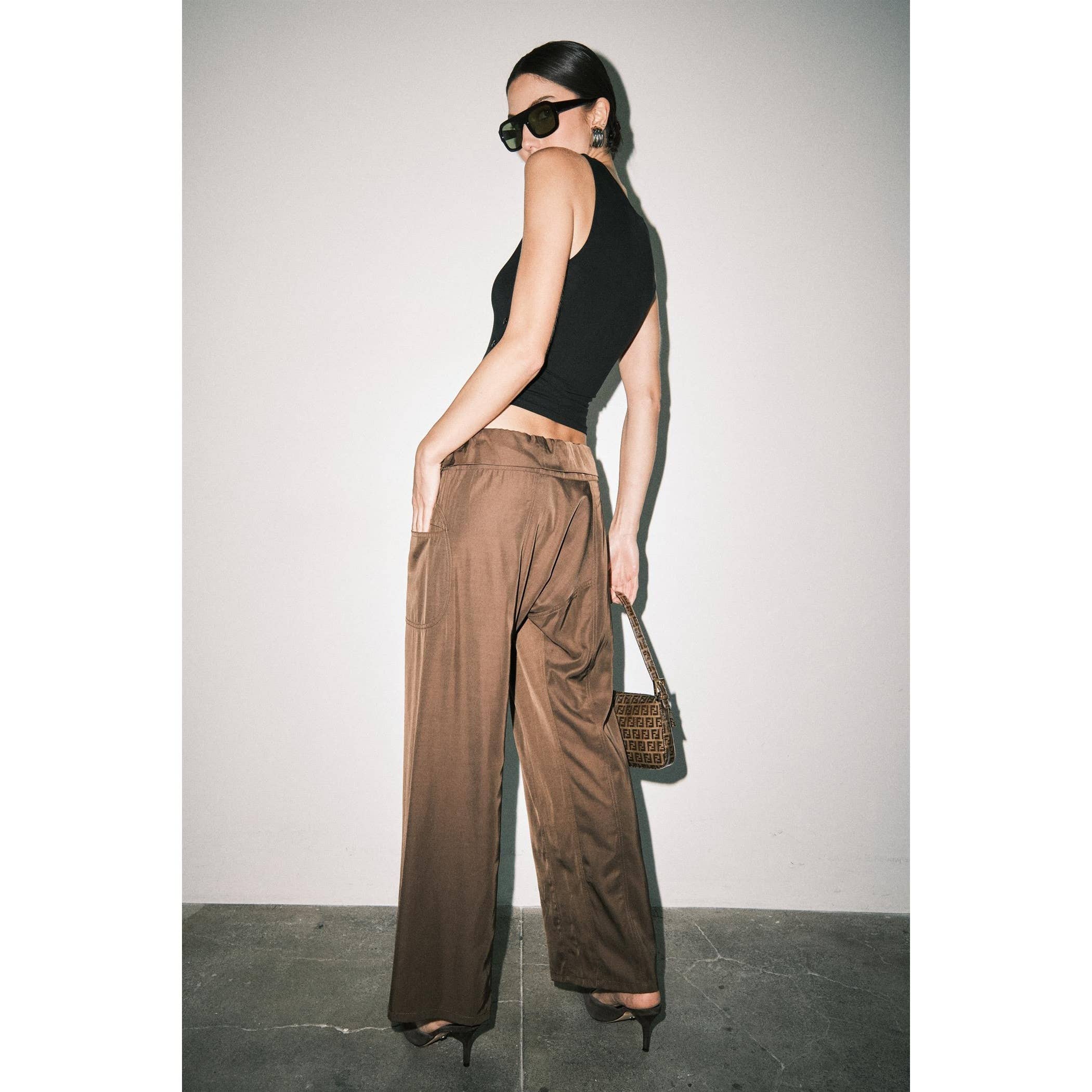 Black Laura Jersey Knit Side Button Asymmetric Hem Tank