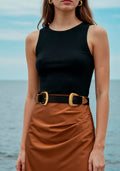 Black Double Buckle Waist Belt