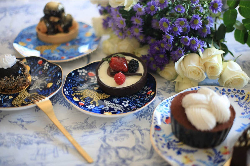 Amazon Rainforest Bone China Plates In Blue, Set Of Three