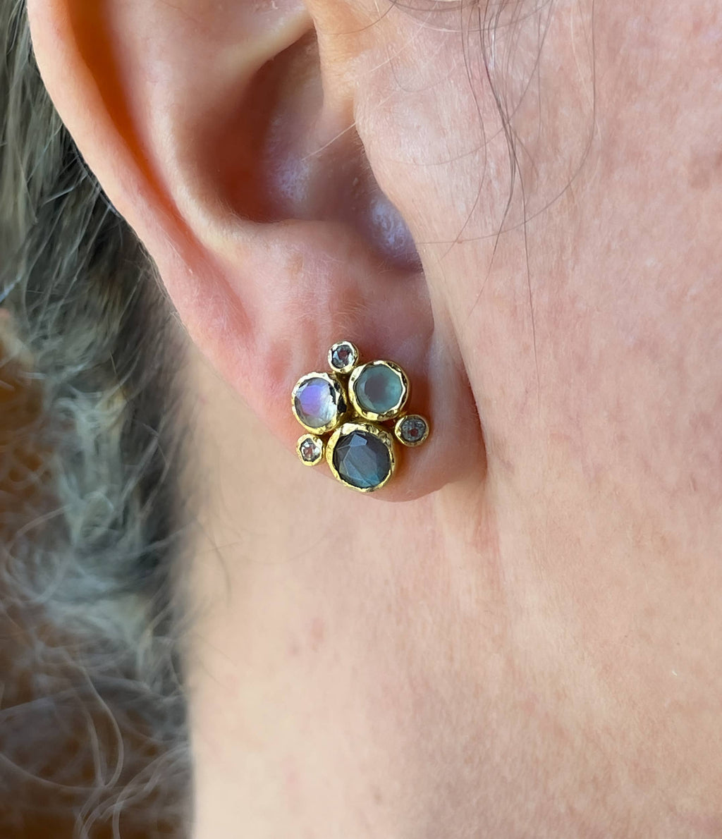 Multi semi-precious stone earrings with post