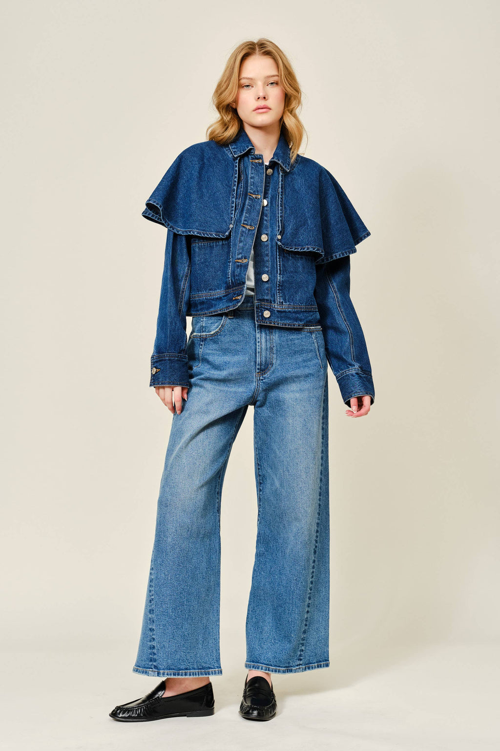 Removable Cape Denim Jacket