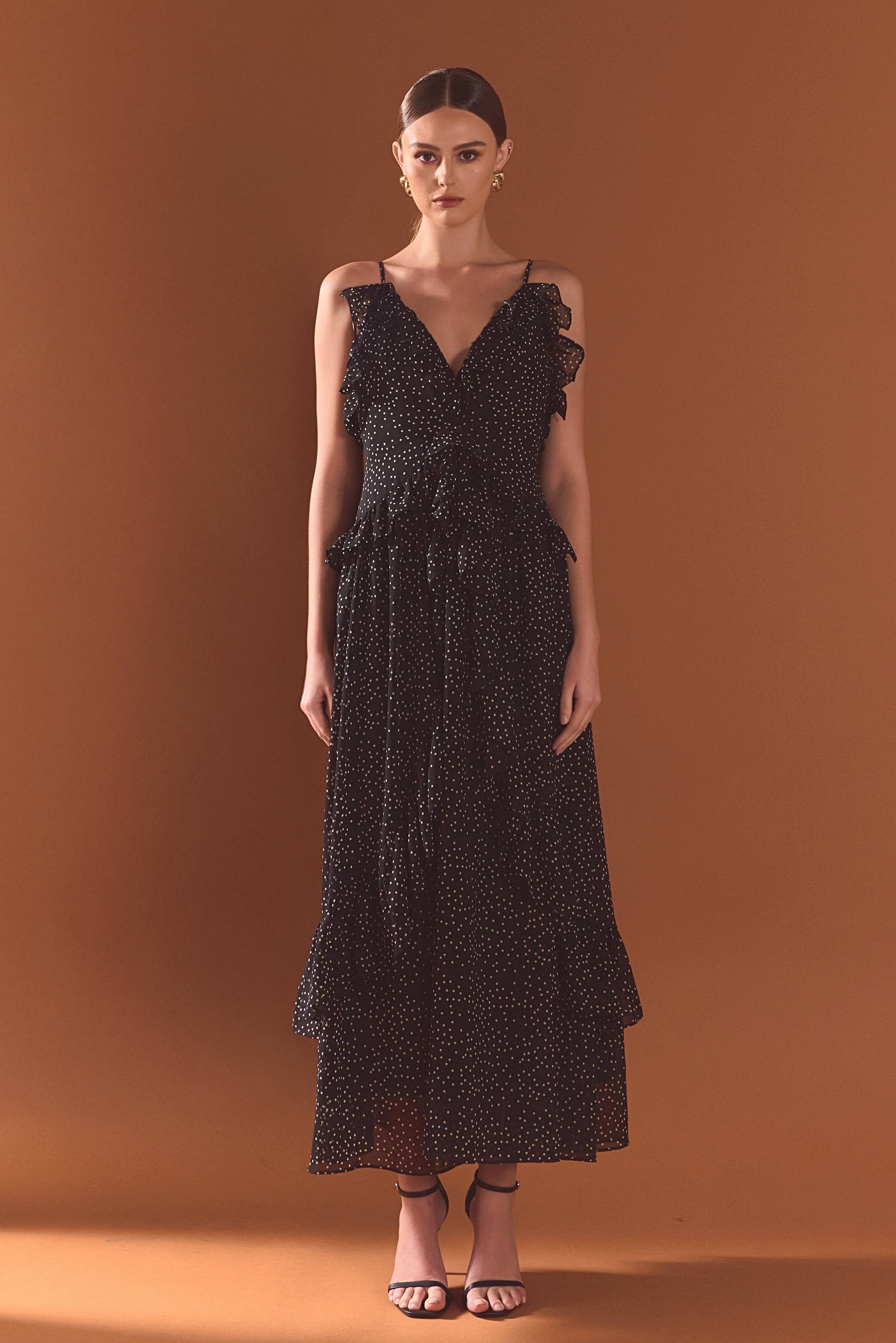 Black Polka Dot Ruffle Dress