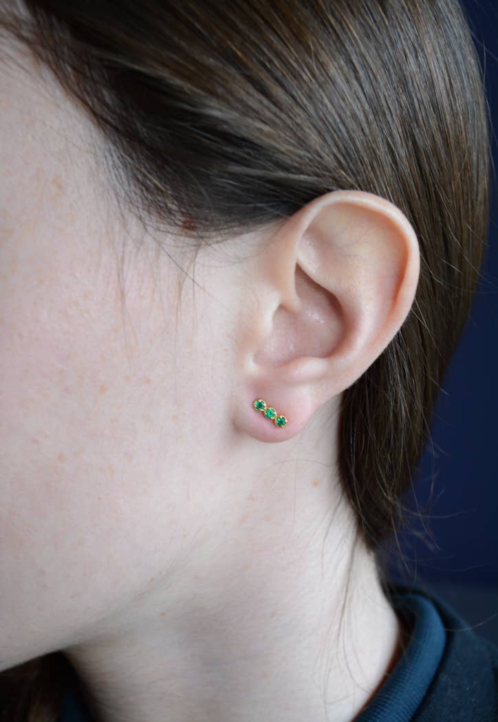 Mini Green Onyx Bar Studs