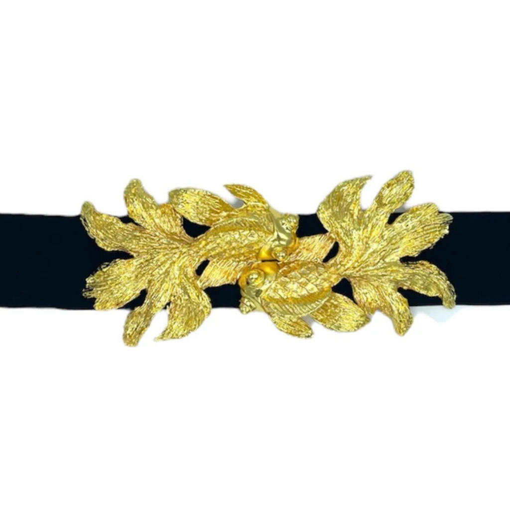 Koi Fish Interchangeable Belt Buckle w/ Gold Finish and Leather Belt Included