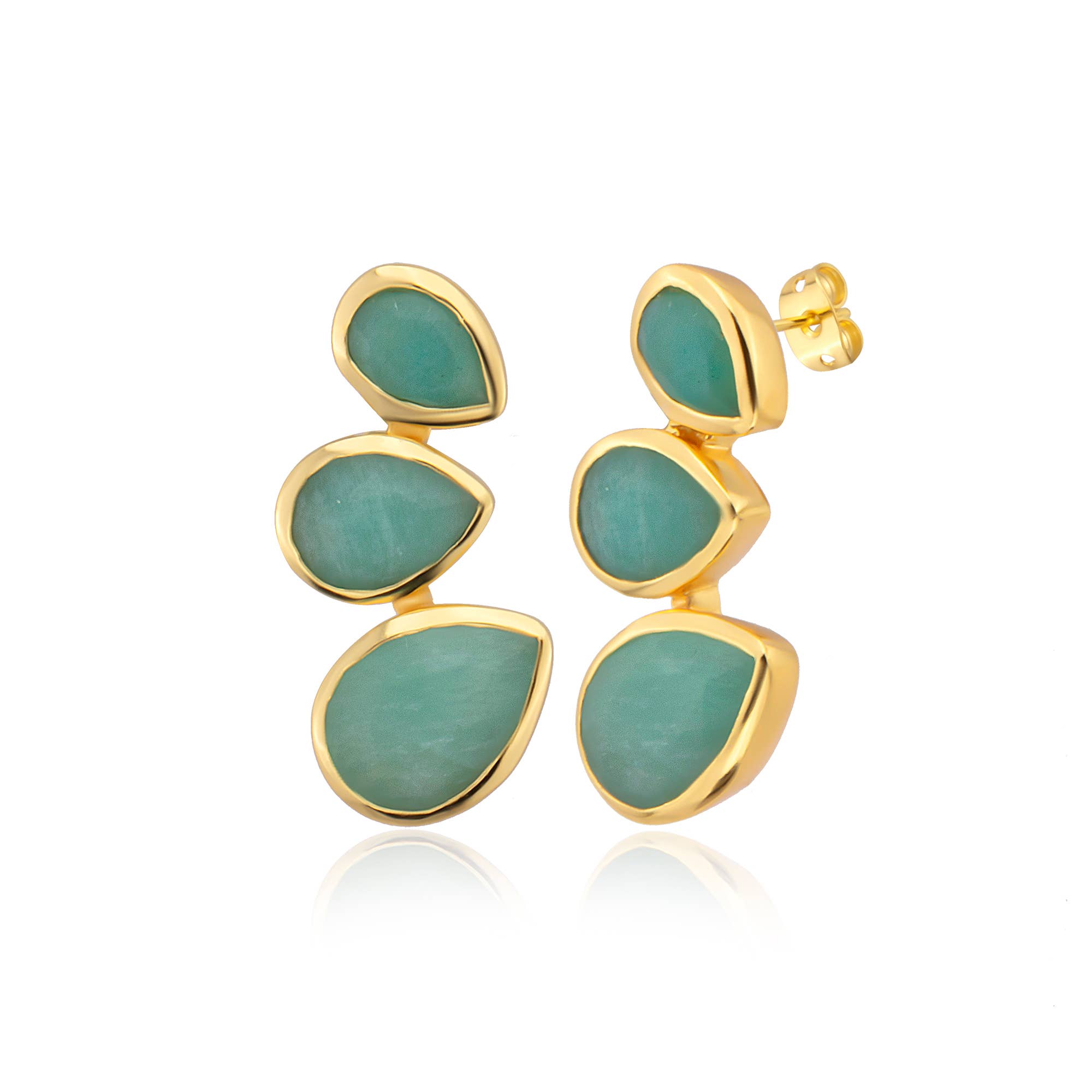 Amazonite triple teardrop post earrings