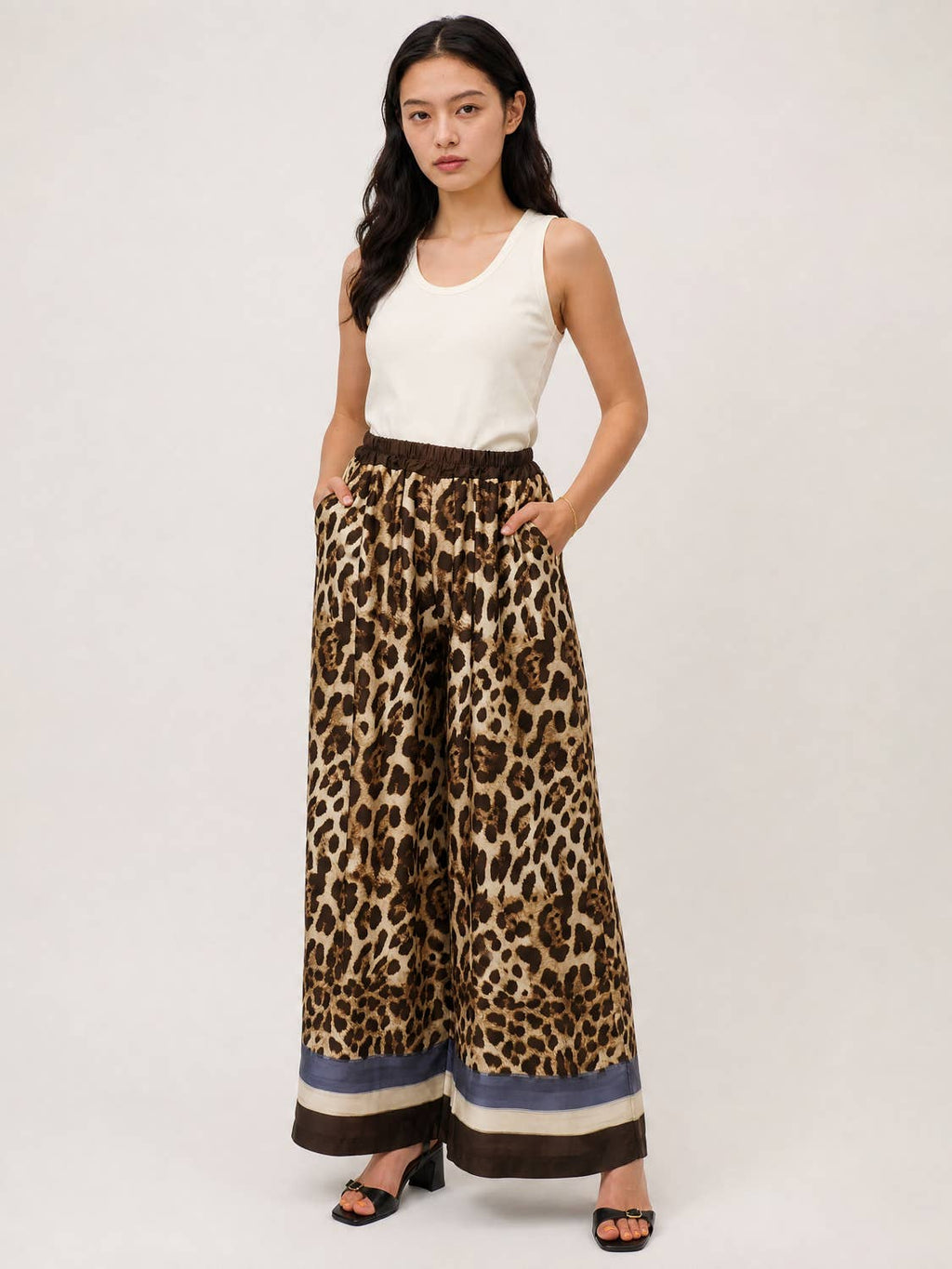 Fluid Satin Leopard Pants