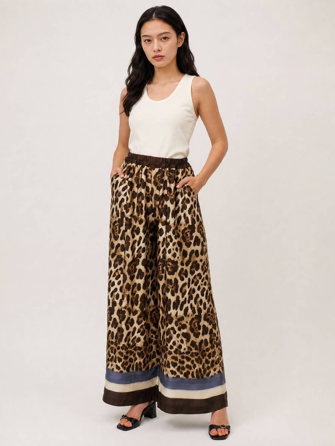 Fluid Satin Leopard Pants