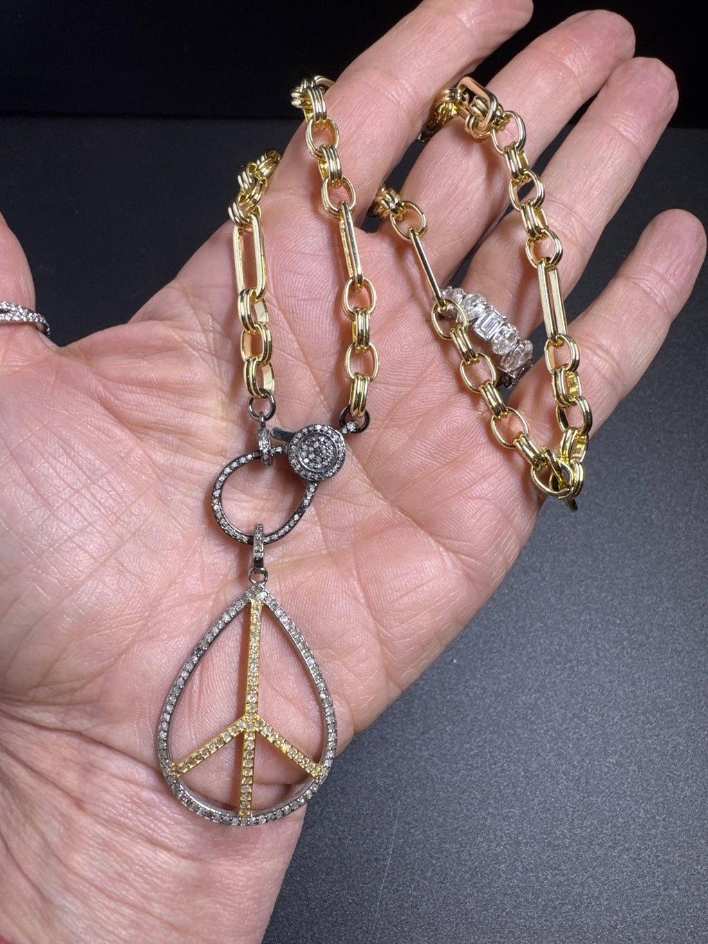 Silver Gold Plated  Necklace With Real Diamond Clasp