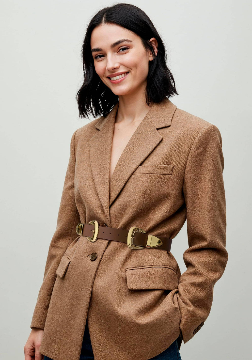 Brown Double Buckle Waist Belt