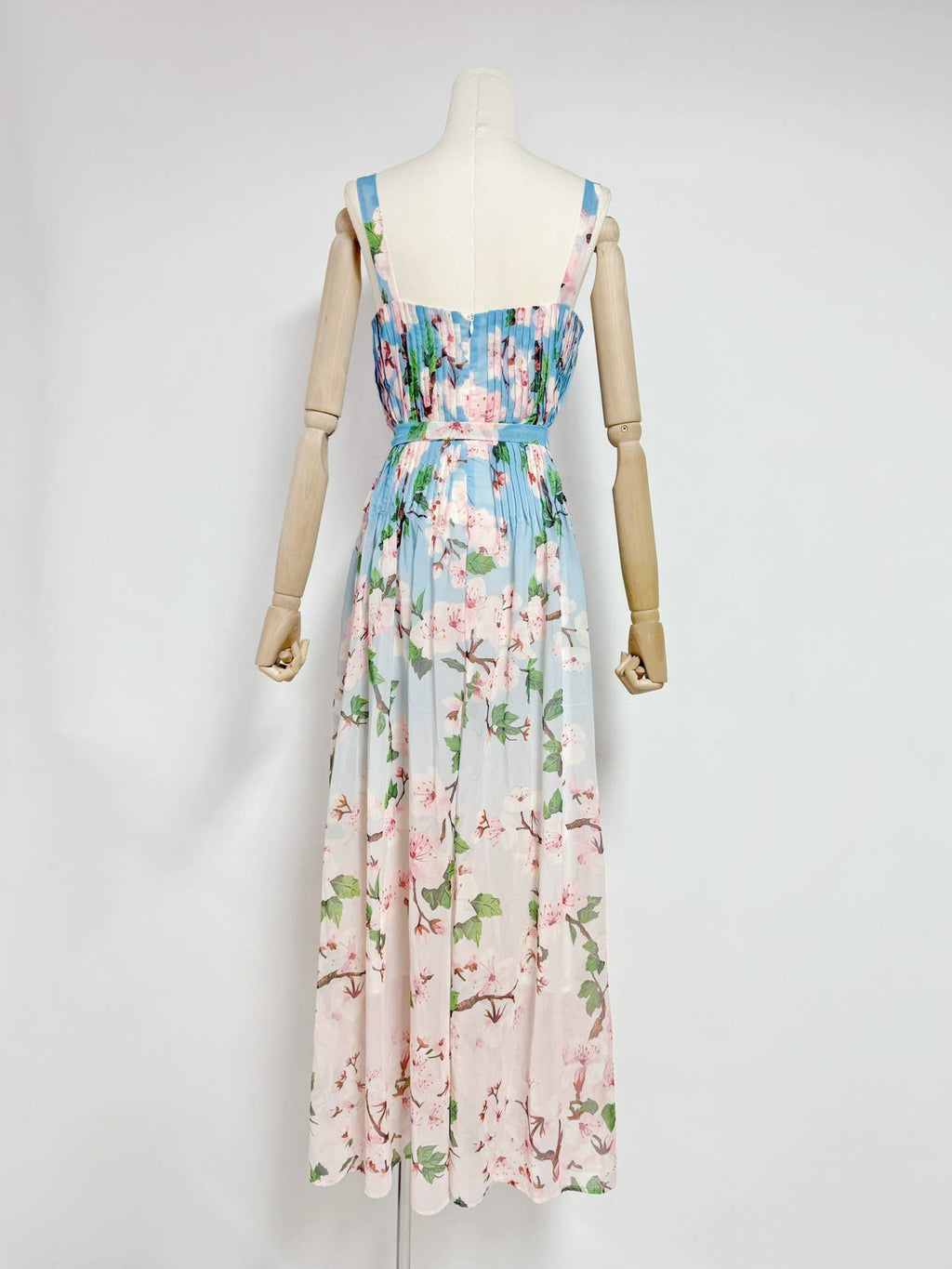 Chiffon Ombre Floral Pleated Maxi Dress