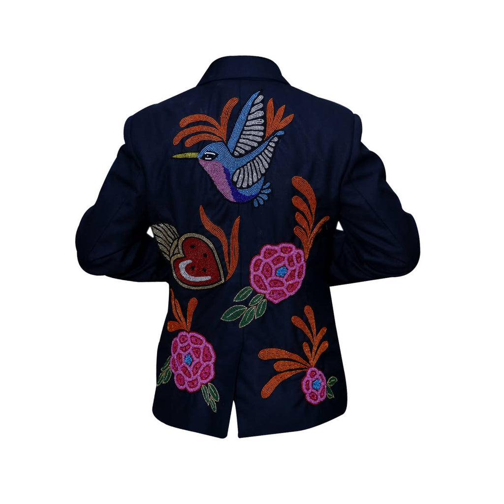 Navy Hand Beaded Blazer