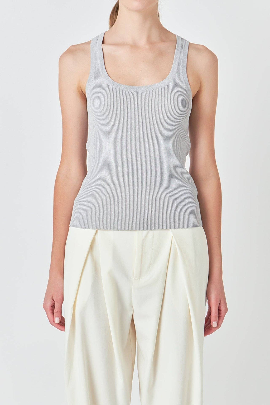 Heather Grey Basic Ribbed Tank Top