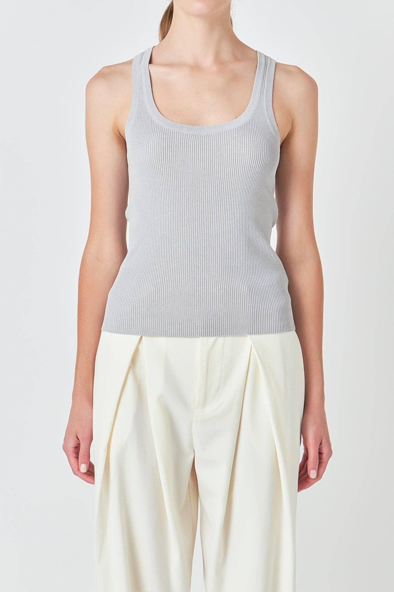 Heather Grey Basic Ribbed Tank Top