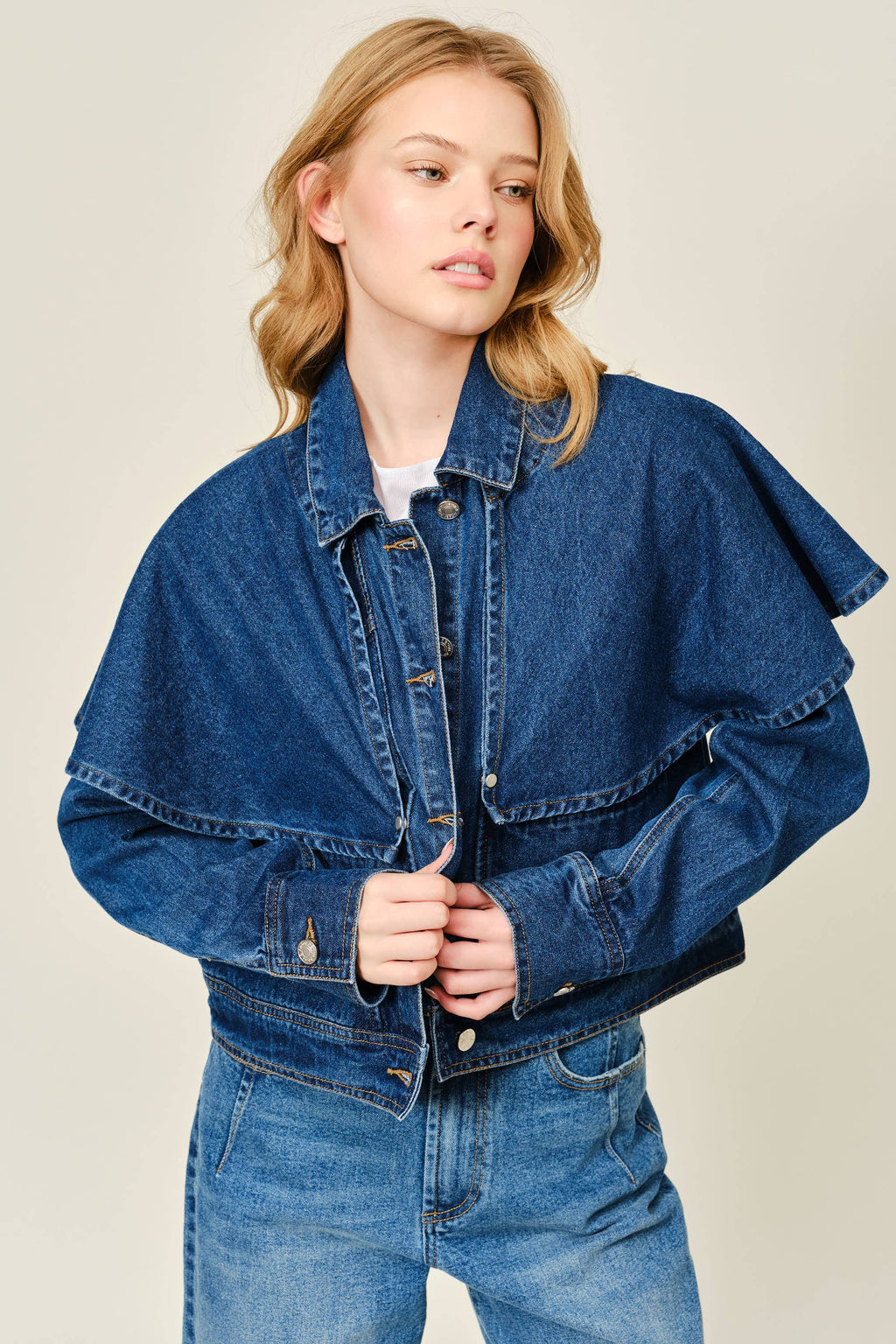 Removable Cape Denim Jacket