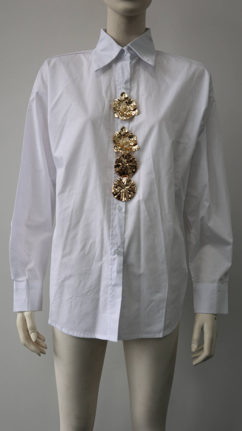 Embellished Button-Down Shirt: One Size