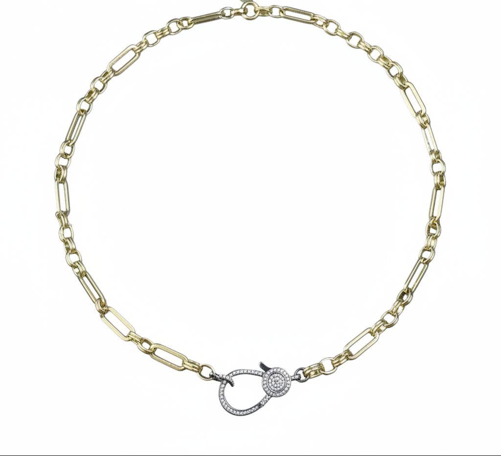 Silver Gold Plated  Necklace With Real Diamond Clasp